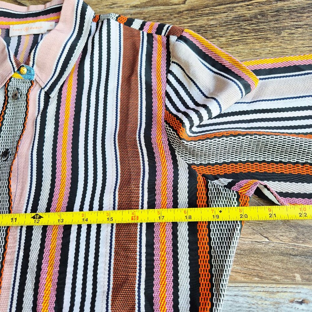 Tory Burch Silk Multicolor Striped Button-Up Shir… - image 10